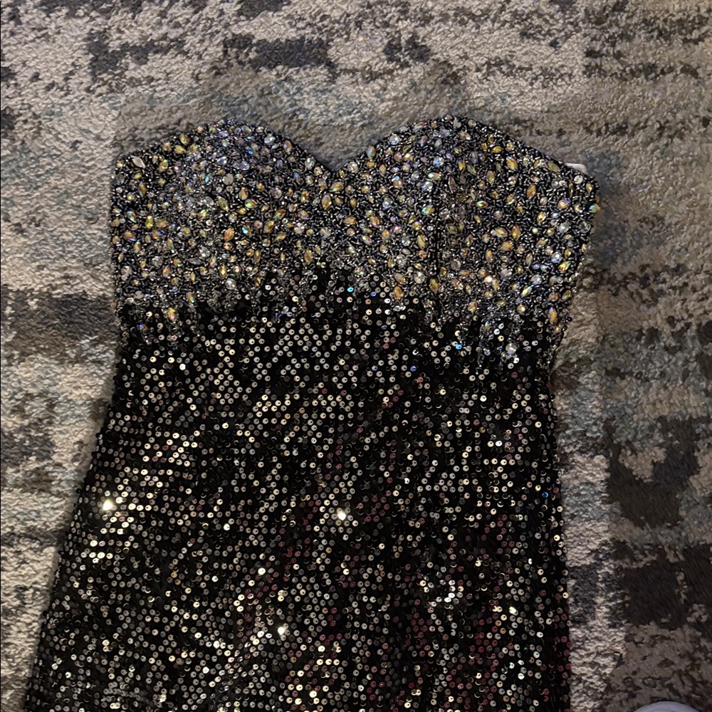 Elegant Black and Silver Sequin Maxi sleeveless